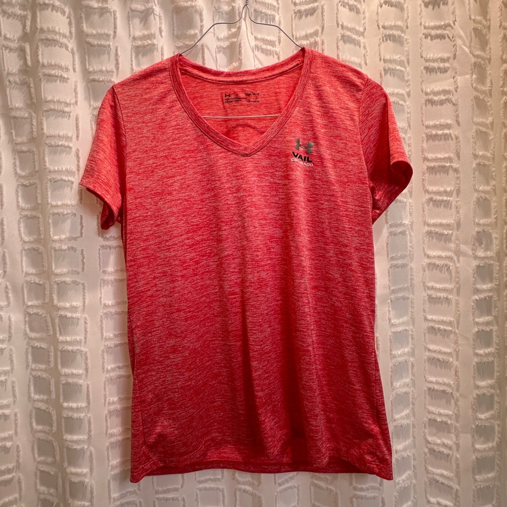 Under Armour Women's Heathered Coral V-Neck Tee